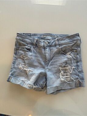 American Eagle Outfitters Light Blue Distressed Denim Shorts